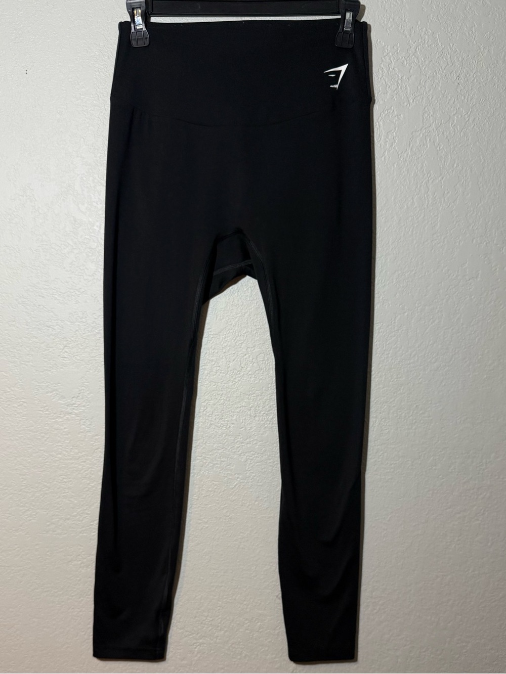 Gymshark- Black Leggings / White Logo Size Large
